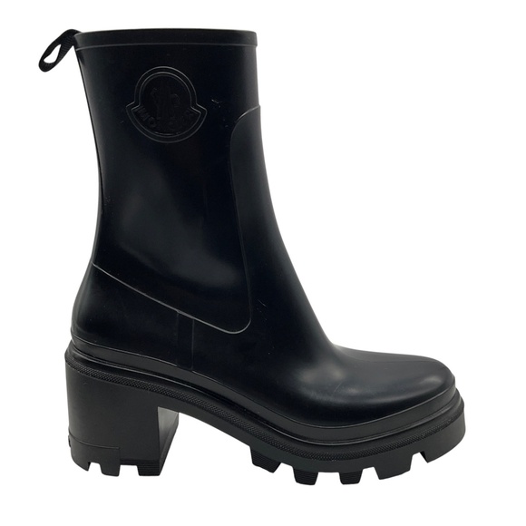MONCLER BLACK LOGO EMBLEM RUBBER RAIN BOOTS - Picture 2 of 11